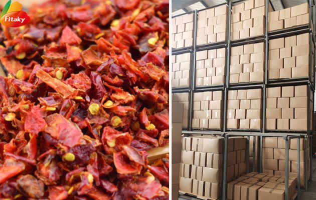 Dehydrated red bell pepper flakes