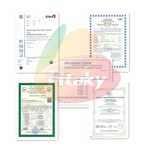 Dried egg granules certifications